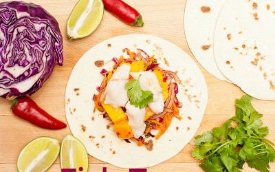 Fish Tacos with Mango Salsa & Slaw