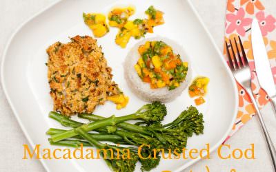 Macadamia Crusted Cod with Coconut Rice & Mango Salsa