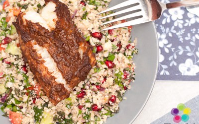 Moroccan Cod with Jewelled Cauliflower Tabouleh