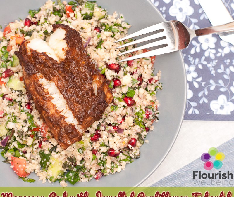 Moroccan Cod with Jewelled Cauliflower Tabouleh